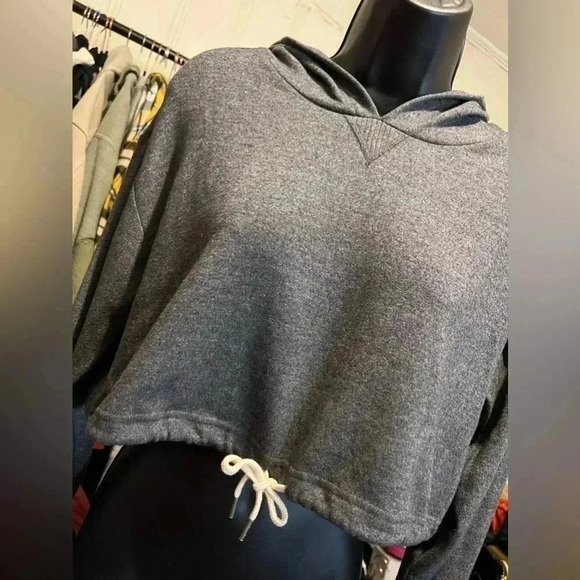 NWOT Urban Outfitters Out From Under Gray Crop Hoodie Medium - Picture 2 of 5